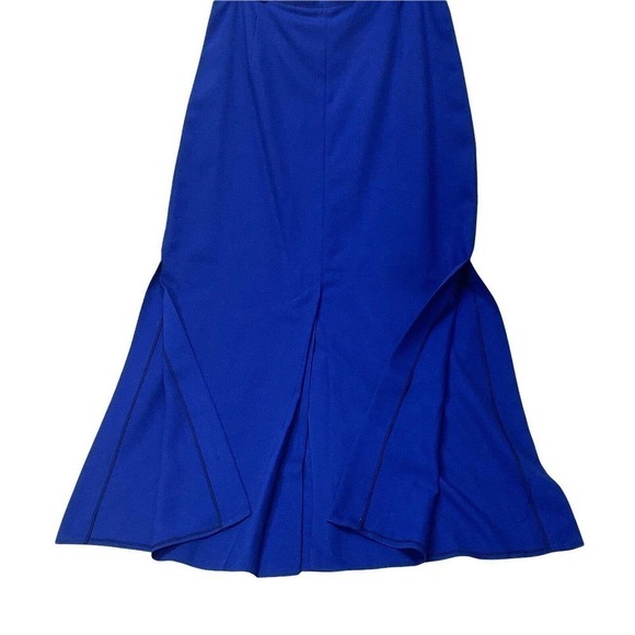 Skirt Midi Pencil 4 Slits Size S/M 38 Bright Blue Zip Tailor Made Austria Vtg - Picture 2 of 12